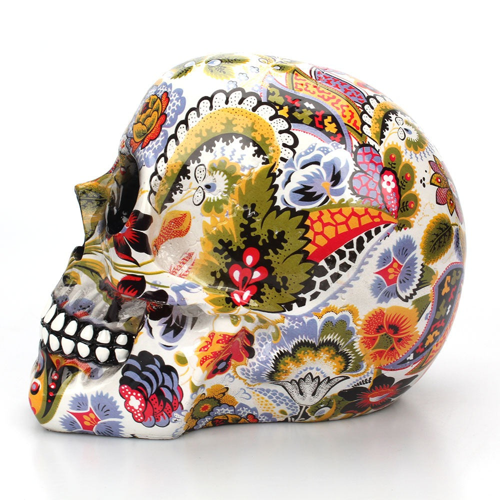 Terrorist Skull Ornament Creative Head Colorful Flower Painting Desktop Ornament