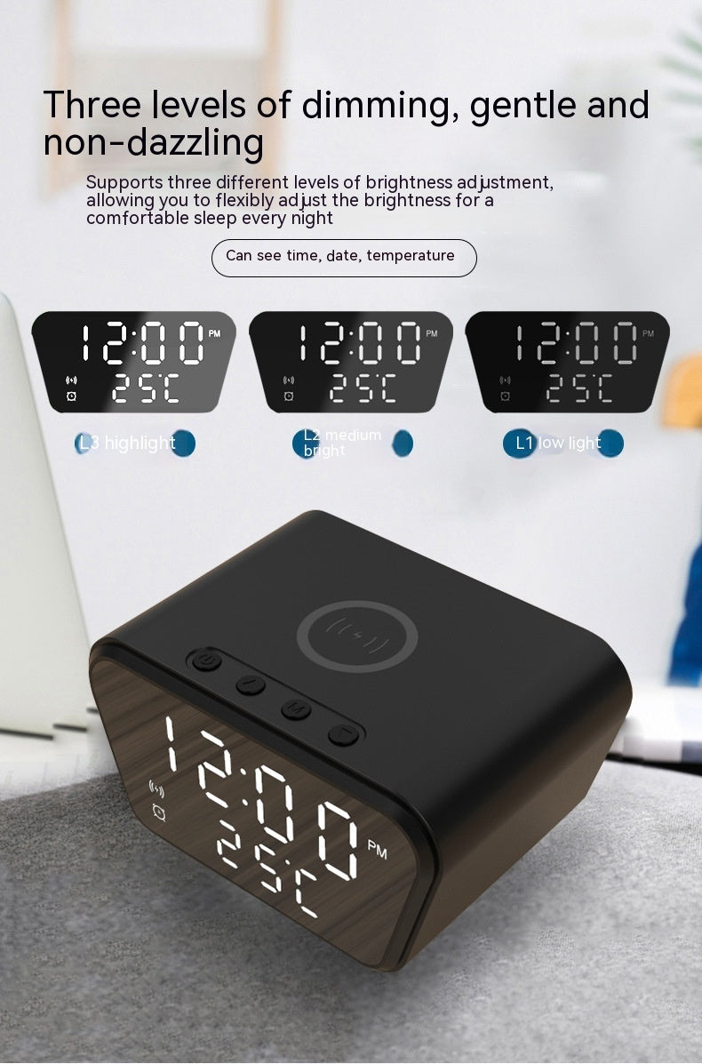 Creative 2-in-1 Wireless Charging Temperature Clock, Date Alarm Clock