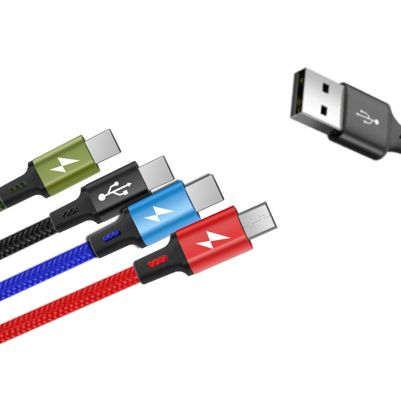 One to four charging cable, nylon braided universal 4-in-1 fast charging cable, dual TYPE-C multi in one data cable