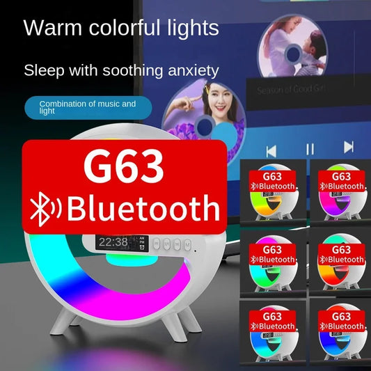 Bluetooth Speaker G63 Colorful Lights Clock Wireless Charging Multifunctional Bluetooth Speaker Colorful Atmosphere Alarm Clock