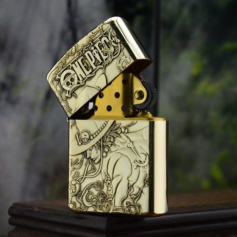 ZORRO Zorro 3D brass One Piece Ace kerosene lighter male personality creative personality