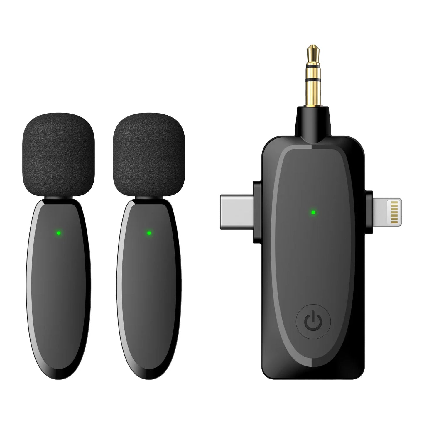 Wireless lavalier microphone 1-to-2 mobile live streaming lavalier microphone 3-in-1 high-definition noise cancelling sound quality