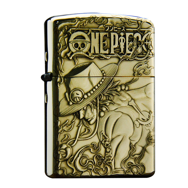 ZORRO Zorro 3D brass One Piece Ace kerosene lighter male personality creative personality