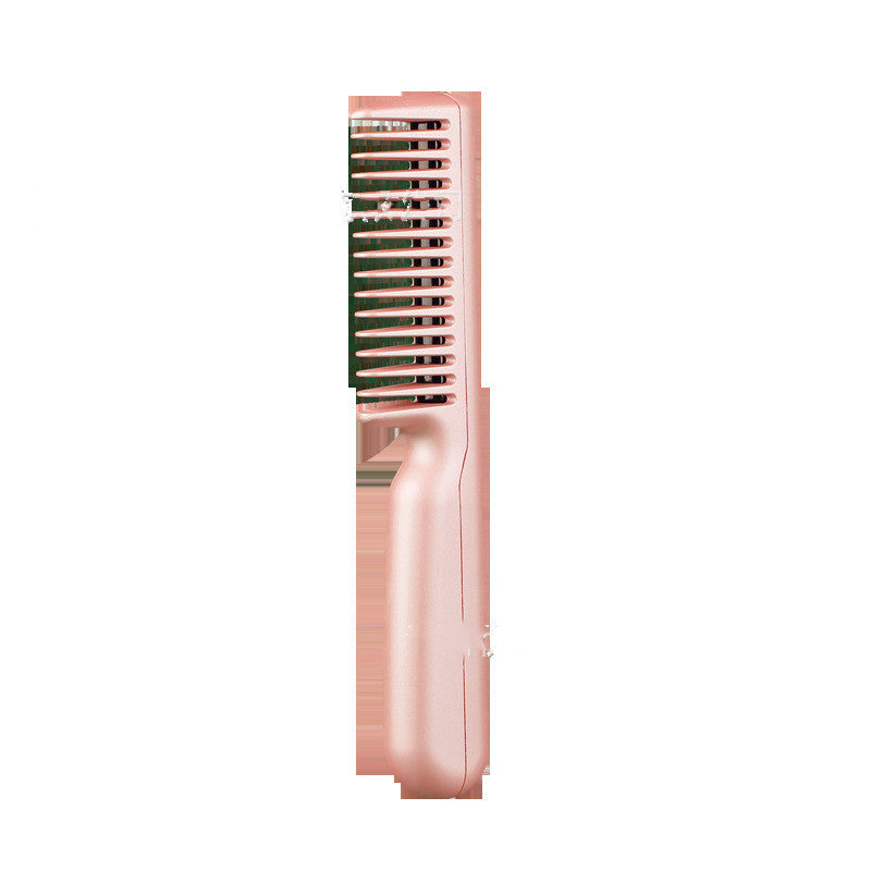 2 In 1 Wireless Straight Hair Comb Portable USB Charging Negative -Ion Smoothing Straightener Curling Comb Hair Brush