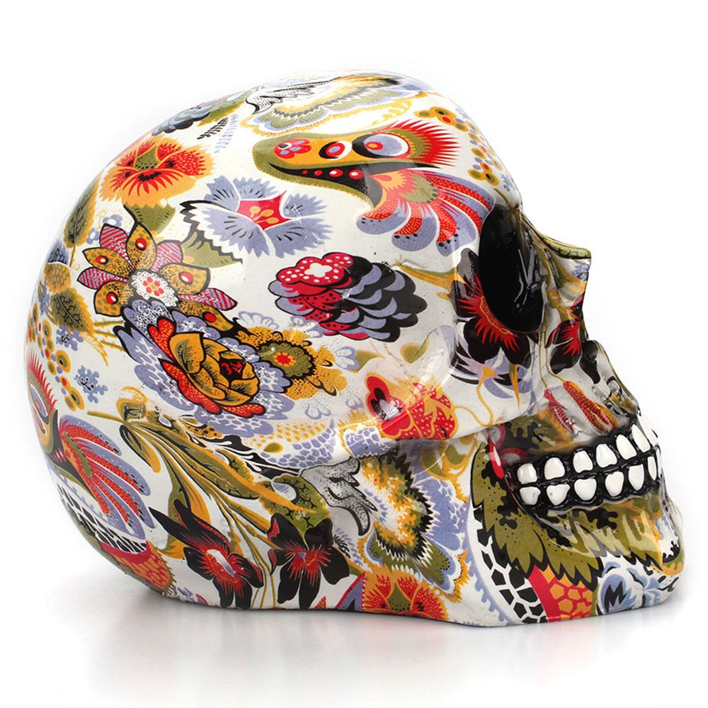 Terrorist Skull Ornament Creative Head Colorful Flower Painting Desktop Ornament