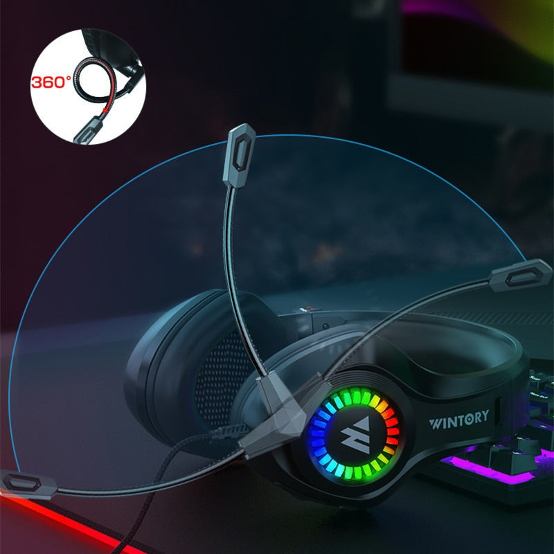 Head mounted gaming headphones wired e-sports luminous earphones mobile phones computers cool anchor headphones