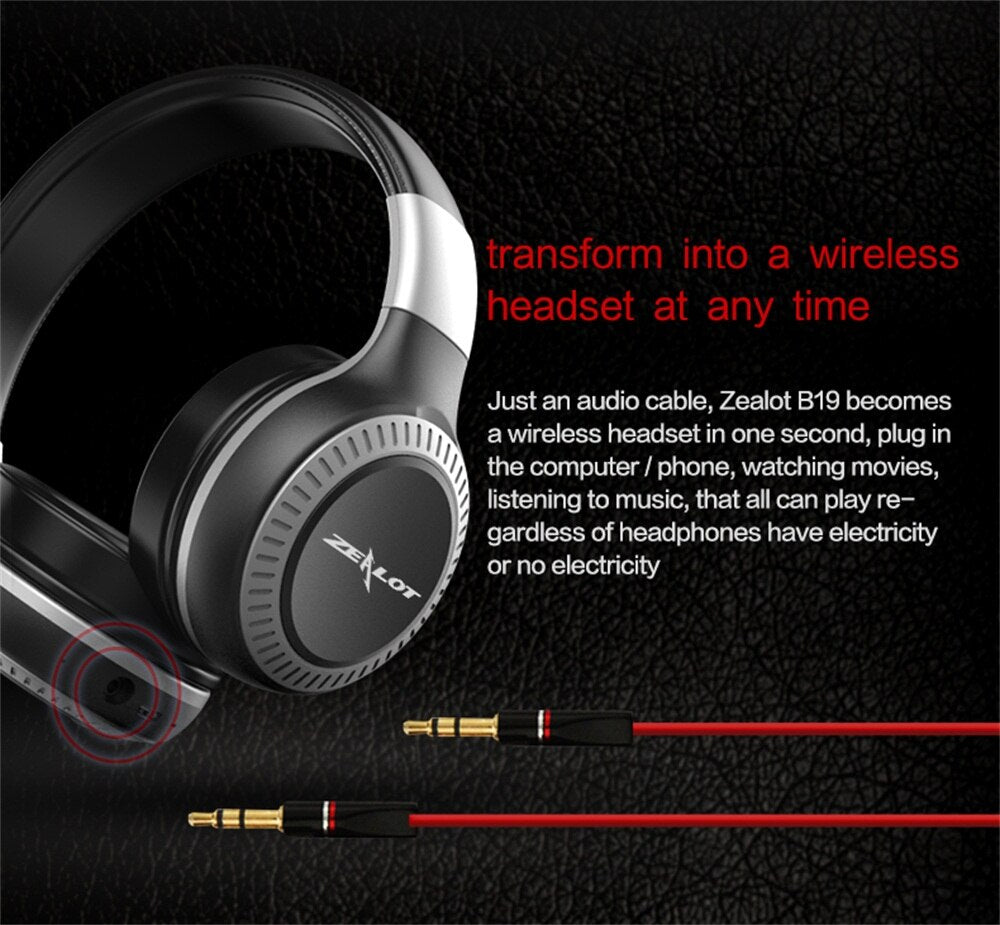 ZEALOT B19 Wireless Headphones with fm Radio Bluetooth Headset Stereo Earphone with Microphone