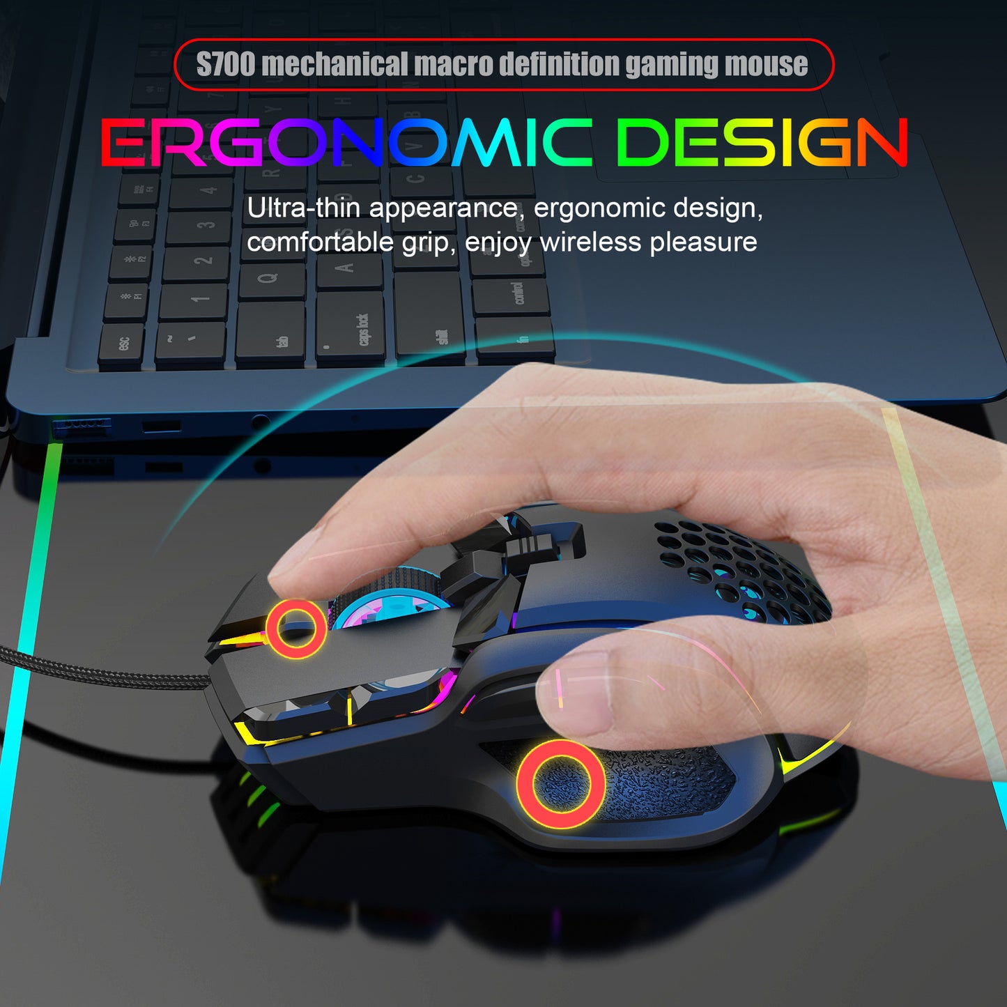 Gaming gaming mouse macro programming cool RGB lighting 12800 DPI adjustable mechanical mouse