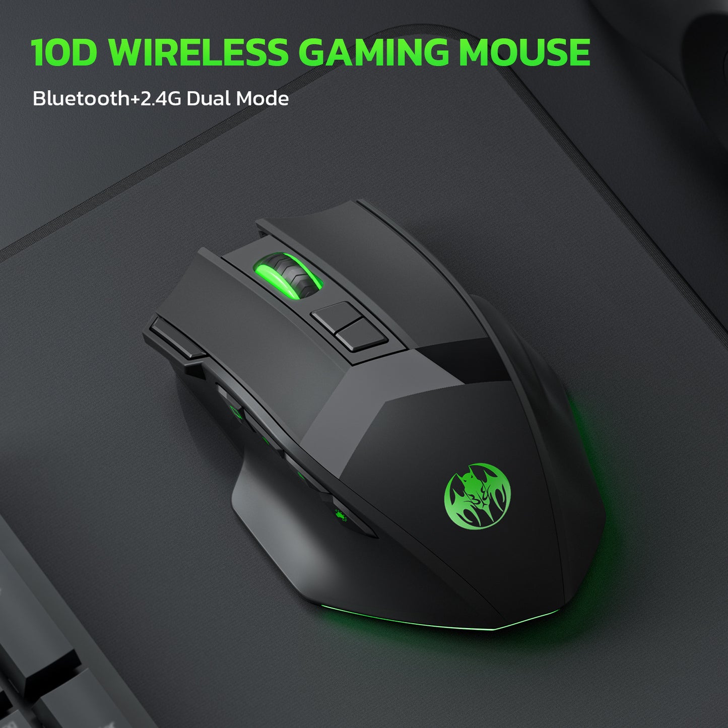 Wireless charging Bluetooth dual-mode 10 key mute gaming mouse 4800DPI mouse RGB color light