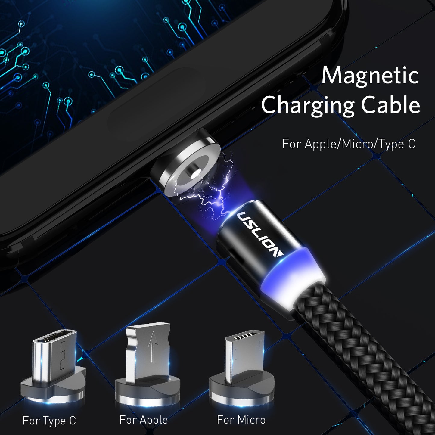 Compatible Magnetic Data Cable USB Magnetic Three-in-one Blind Data Cable