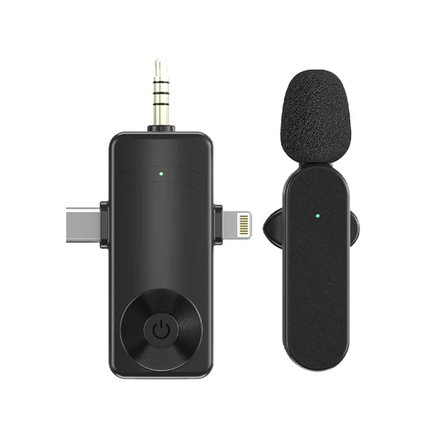 3 In 1 Wireless Lavalier Microphone Plug And Play Intelligent Noise Reduction Mini Mic For iPhone Android Live Broadcast