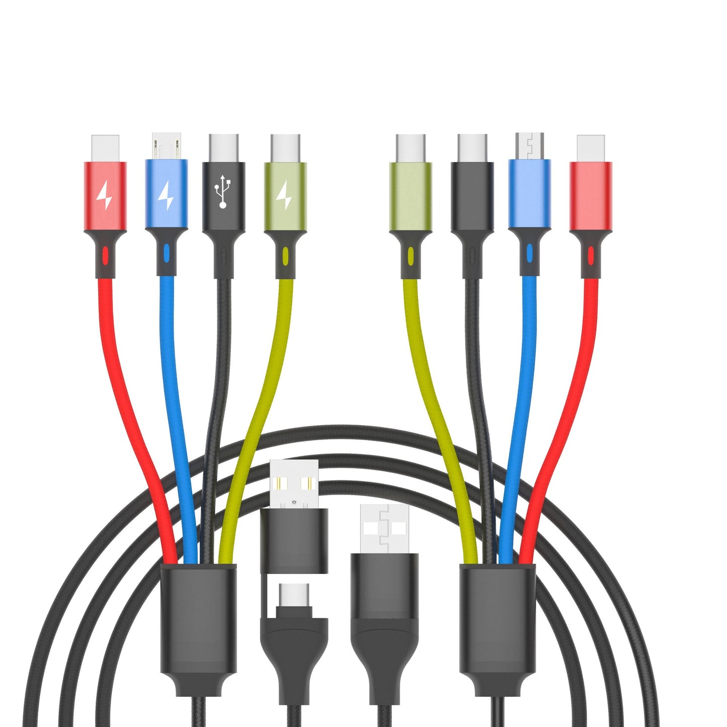 One to four charging cable, nylon braided universal 4-in-1 fast charging cable, dual TYPE-C multi in one data cable