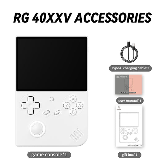 ANBERNIC's new RG40XXV vertical version retro portable handheld game console with lighting effect connected to power regard