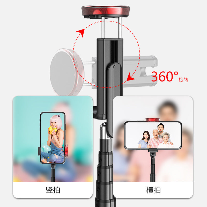 New 150cm Long Selfie Stick Tripod Carbon Fiber Plastic Detachable Remote Control AB202 Max Phone Compatibility Rotatable