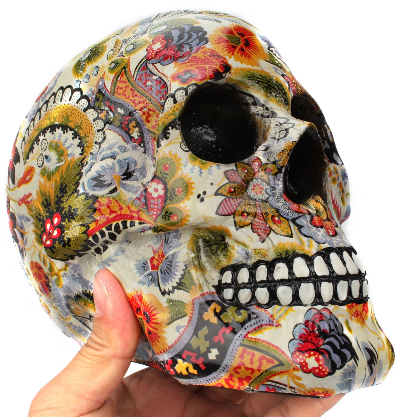 Terrorist Skull Ornament Creative Head Colorful Flower Painting Desktop Ornament