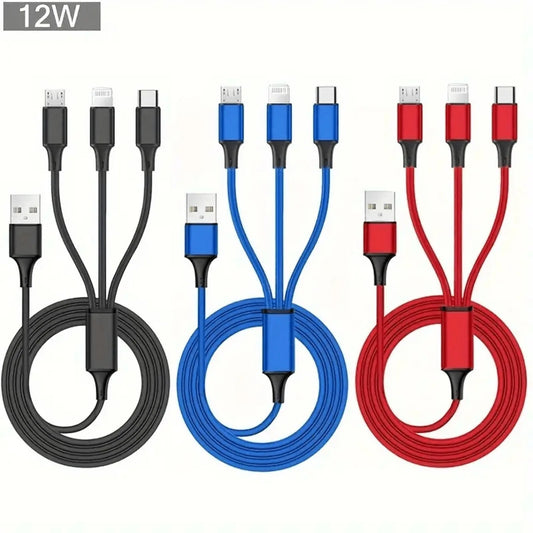 1.2M Charging Cable 3 In 1 USB Type C Charger Cord MultiPort Micro Cable For iPhone 15 14 Pro Max Samsung Galaxy Xiaomi 12