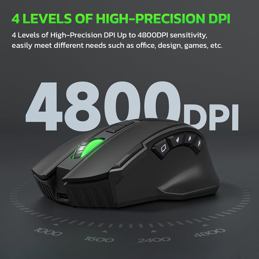 Wireless charging Bluetooth dual-mode 10 key mute gaming mouse 4800DPI mouse RGB color light