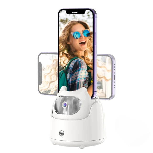 360° Rotation Automatic Face Tracking Gimbal Mobile Phone Holder APP-Free AI Face Recognition Phone Tripod for Live Vlog Video