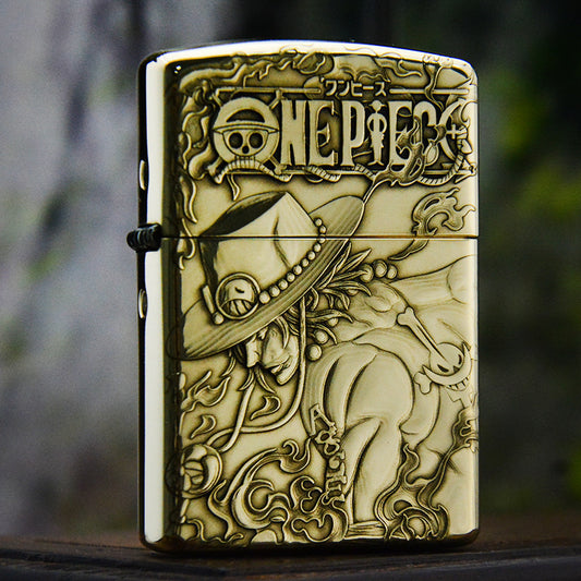 ZORRO Zorro 3D brass One Piece Ace kerosene lighter male personality creative personality