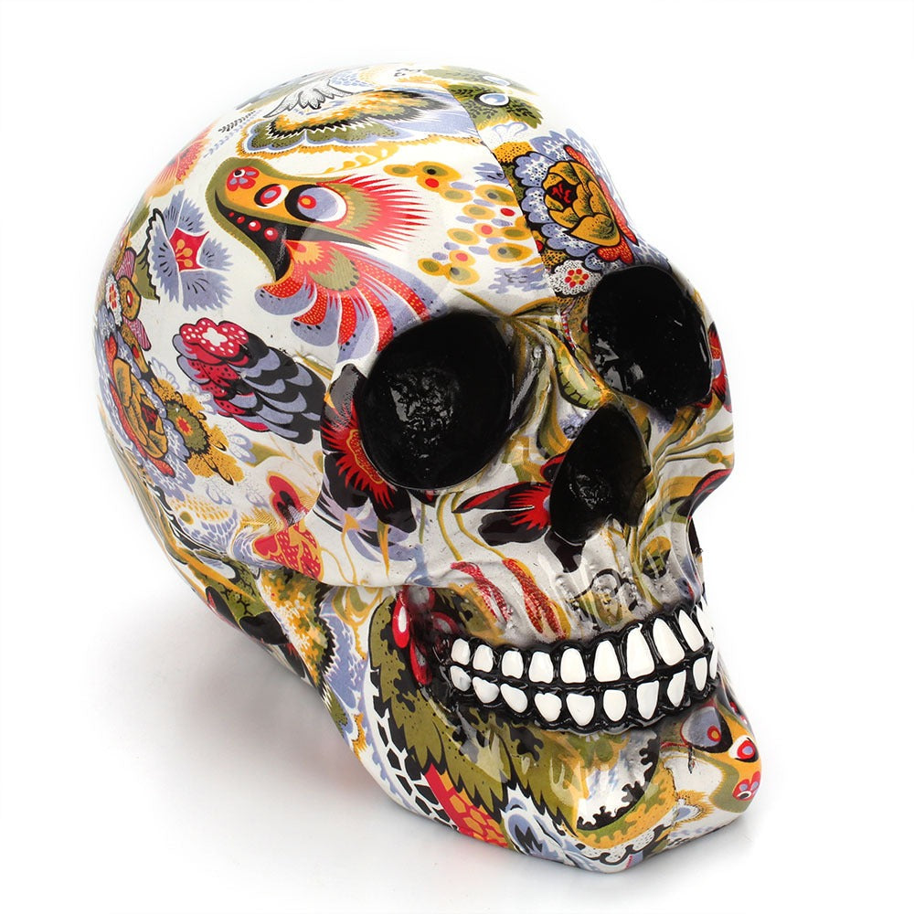 Terrorist Skull Ornament Creative Head Colorful Flower Painting Desktop Ornament