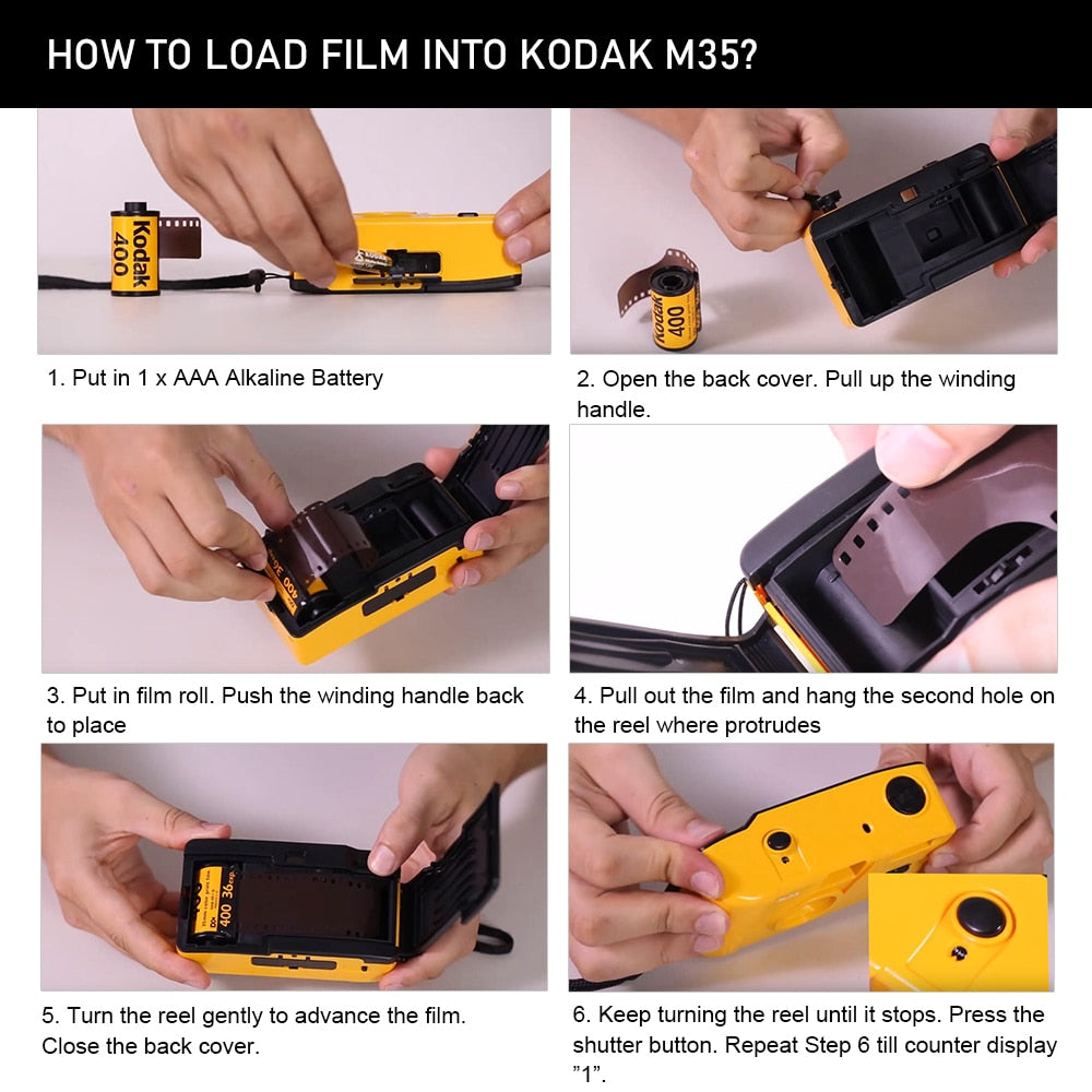 KODAK Vintage Retro M35 / M38 35mm Reusable Film Camera Sky Blue/ Yellow / Mint Green / Pink / Red / Cobalt Blue