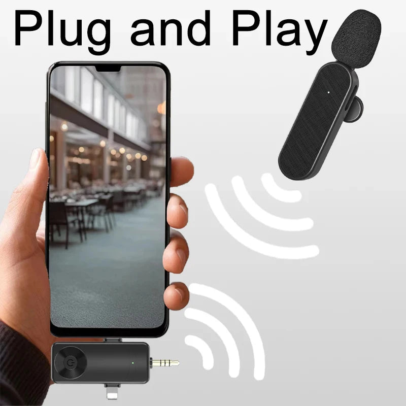 3 In 1 Wireless Lavalier Microphone Plug And Play Intelligent Noise Reduction Mini Mic For iPhone Android Live Broadcast