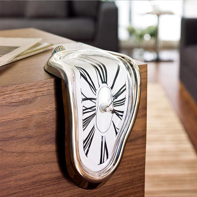 Twisted Corner Clock by Creative Home Decor: A Melting Clock with Roman Numerals, a Retro Time - Warp Wall Clock