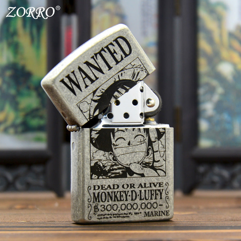 ZORRO Zoro Ancient Silver Pirate King Luffy Kerosene Lighter