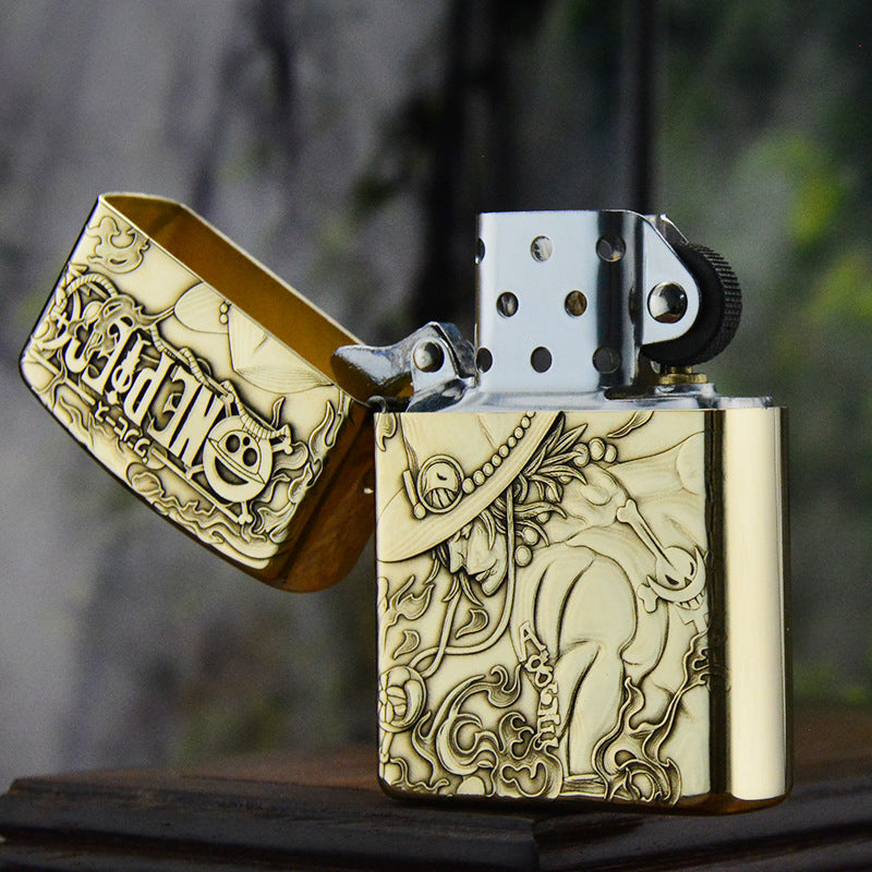 ZORRO Zorro 3D brass One Piece Ace kerosene lighter male personality creative personality