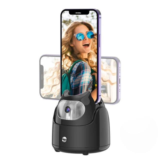 360° Rotation Automatic Face Tracking Gimbal Mobile Phone Holder APP-Free AI Face Recognition Phone Tripod for Live Vlog Video