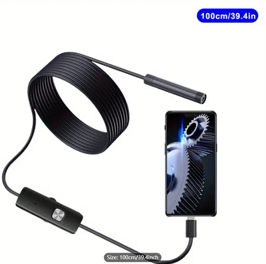 1m/2m Endoscope Camera Waterproof Endoscope Borescope Adjustable Soft Wire 7mm Android Type-C USB Inspection Camea For Car(640*480