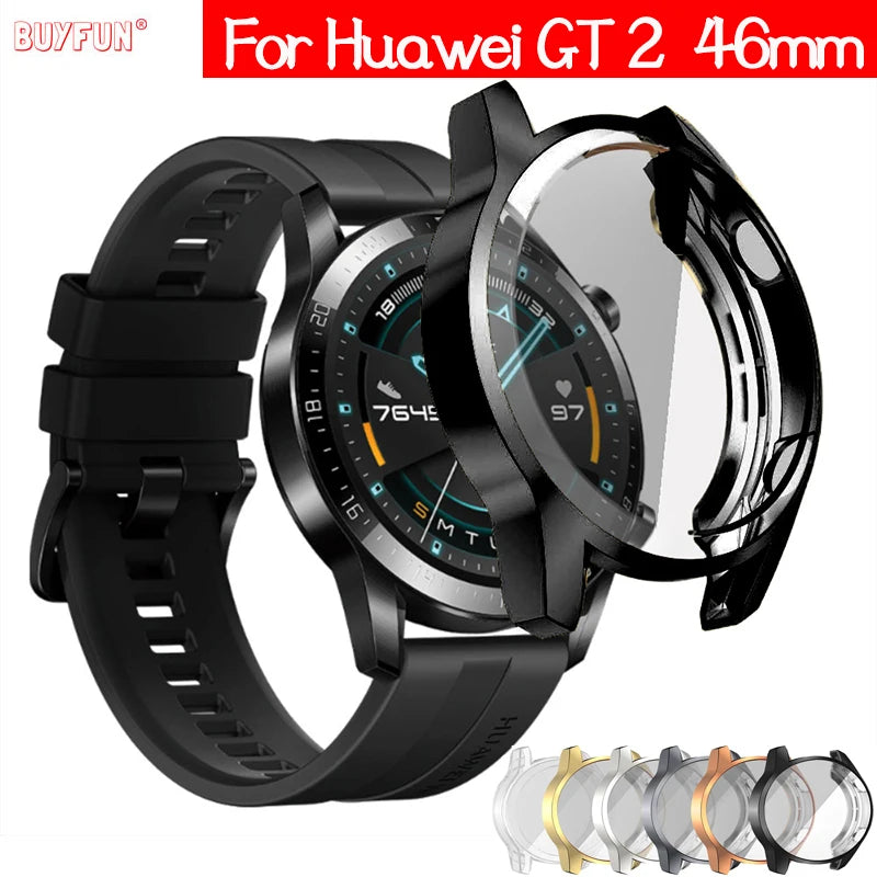 TPU Case for Huawei watch GT 2 46mm strap band Watch GT / GT2 46 mm soft Plated All-Around Screen Protector cover bumper Cases